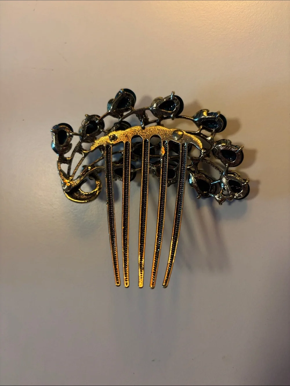 Teal Peacock 🦚 Crystal Floral Hair Comb Pin